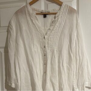 Tommy Bahama White Linen Blouse